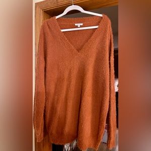 Eyelash knit sweater in rust